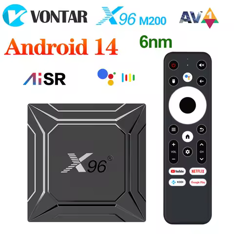 X96 M200 TV Box Android14 Amlogic S905X5M(S905A)6nm CPU Quad Core ARM Cortex A55 Build in AI-SR Supp