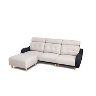 [特價]ASSARI-海克特耐磨機能L型涼感布沙發(三人座+腳椅)米白