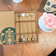 4PCS Gift Box Starbucks Stirrer Spoon Starbucks Coffee Spoon Creative Goddess Dessert Coffee Sand Ice Stirring Metal starbucks tumbler starbucks