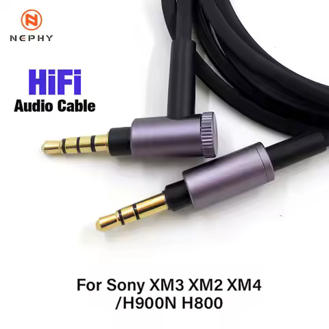 3.5mm Jack Aux Cable For Sony WH 1000 XM2 XM3 XM4 XM5 H900N 800 MDR 1000x ATH MSR7 Headphones 90 Deg
