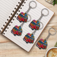 Cartoon Flower Bus Keychain Gift Pendant Hardware Keychain Special Ticket Bus Keychain Metal Cartoon