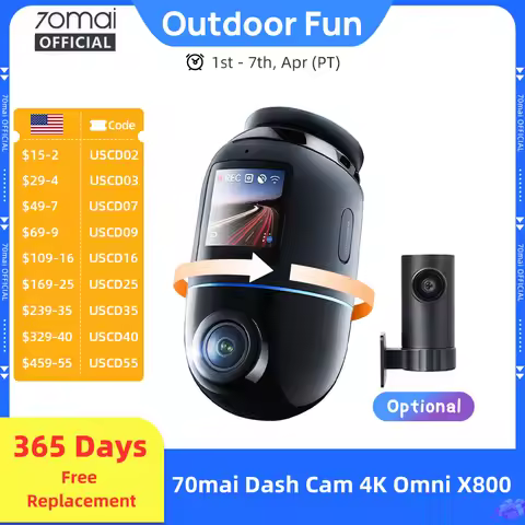 Global Version 70mai Dash Cam 4K Omni X800 360° Rotating Dual-Channel HDR Supported 4G Compatible Su