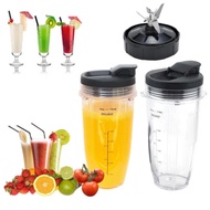 Blender Replacement Parts Fit for Ninja, 24oz Cup with 7 Fins Blades & Seal Lid Fit for Nutri Ninja 
