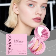 Zephoco 2-In-1 Perfect Pair Cushion Powder Ivory Lightweight Sheer Matte Foundation Long Last Non-Fa