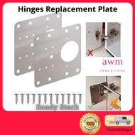 AWM Hinge Repair Plates Stainless Steel Cabinet Door Repair Plate hinges Pembaiki Plat Besi bracket Pintu Kabinet Dapur