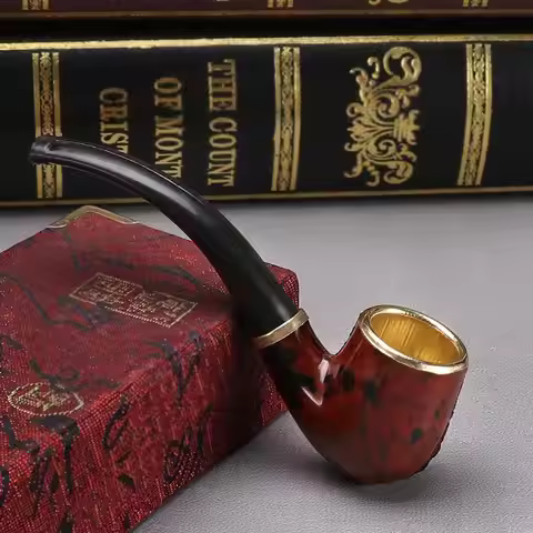 SUSU 1PC Resin Mini Pocket Pipe Compact Handheld Travel Smoking Pipe Portable Tobacco Pipe with Uniq