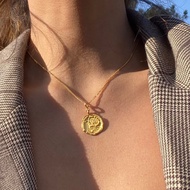 Sterling Silver Plated 22k Gold Necklace Niche Design Detachable Retro Gold Coin Pendant 12 Constell