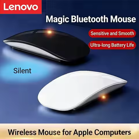 Lenovo Wireless Bluetooth Touch Mouse Rechargeable Silent Mouse Ergonomic Portable PC Smartphone Tab