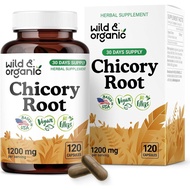 Wild & Organic Chicory Root Fiber Capsules - 1200 mg of Chicory Root Powder per Serving - Digestive 