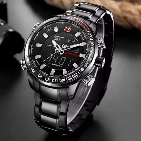 NAVIFORCE Fashion Top Brand Mens Quartz Watches Sport Watch Waterproof Man Watches Digital LED Male 