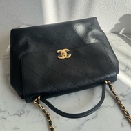 chanel黑大菱格金雙C手提肩背公事包💼