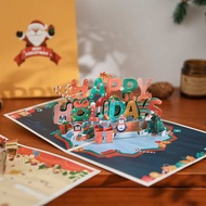 sampul raya tebal Kad ucapan tiga dimensi 3D Krismas, suasana mewah, pencahayaan, muzik DIY, berkat 