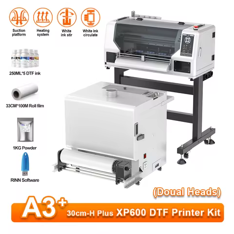 DTF Printer A3 XP600 Dual Head DTF Transfer Printer For T-shirts jeans With ICC Profile With 2 XP600
