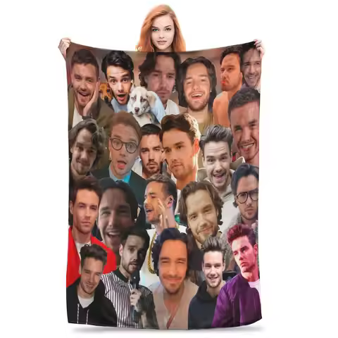Liam Payne Photo Collage Blanket Lightweight Thin Flannel Cozy Gift Throw Blankets Bedspreads
