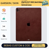 IPad Pro 12.9 inch Vinyl Skin (2022 Gen 6) Real Brown Leather Anti Scratch Protector Case | By Fusio