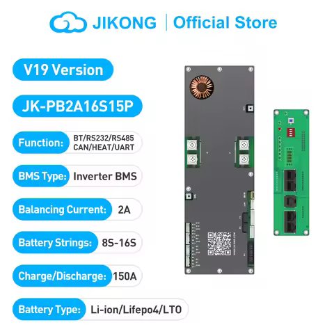 JIKONG BMS V19 JK-PB2A16S15P 24V 48V 8S/16S 150A LiFePo4 Li-Ion Battery Household Energy BMS Active 