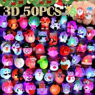 3D Nucifer 50 Pcs Christmas Light Up Rings Christmas Party Favors for Kids Adults Christmas Party To