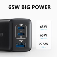 Anker 535ที่ชาร์จความเร็วสูง GaNPrime 65W , PPS 3-Port Compact Compact ที่ชาร์จพับได้แบบติดผนังสำหรั