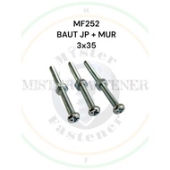 MESIN 50 Pcs JP M3x35 Bolts Plus Nuts Screwdriver Machine Screws 35mm 3x35 M3 Transistor Machine Bol