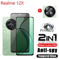 Realme 12X 12 Plus 5G 2024 Privacy Tempered Glass Screen Protector 2in1 full Cover Phone Protective 