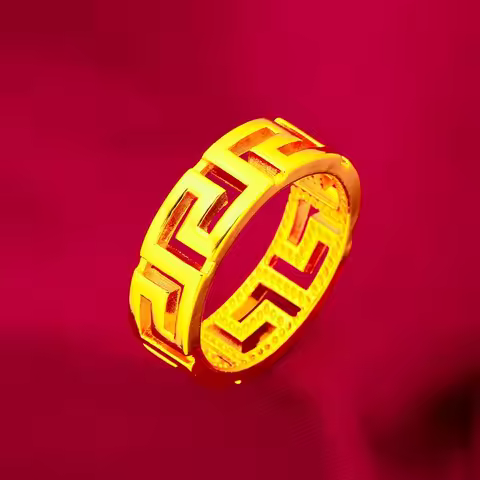 9999 real gold 24K pure gold couple ring, 9999 real gold romantic love gold ring, gold jewelry birth