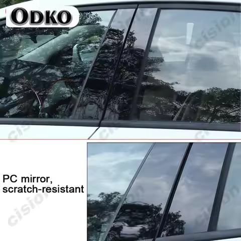 Glossy Black Carbon Fiber Car Window Door Column BC Pillar Post Cover Trim PC Material Sticker For S