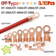 OPTIMISTI 5/10Pcs OT Wire Nose Terminal Crimp, Bolt Hole 10A-400A OT Cable Connector Kit, Non-Insula