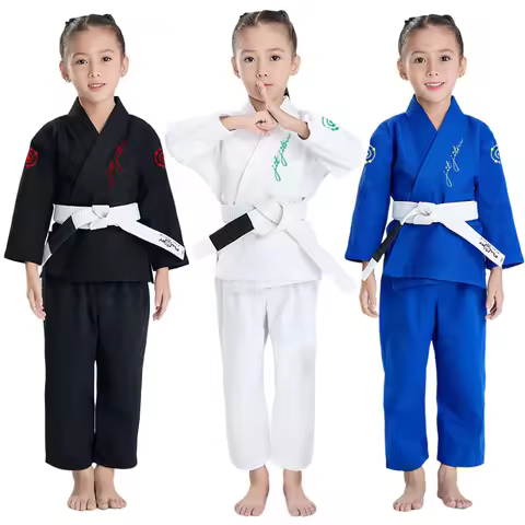 High Quality BJJ Gi Kimono for Kids Jiu Jitsu Uniforms Lightweight Breathable Kids BJJ Gis Martial A
