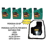 PERODUA ATF D3-SP NEW PACKING 4 BOTTLES + AUTO FILTER BZ010 97503 AXIA BEZZA ALZA MYVI