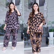 [Batik JF Grosir] Setelan Tidur CP Motif Gerigi Jumbo Tangan 3/4 Rempel Busui Zipper Ld: 120 Baju Ce