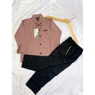 KEMEJA RT76YZ Children's long-sleeved shirt + chinos set for children aged 1-14 years | Boys' shirt 