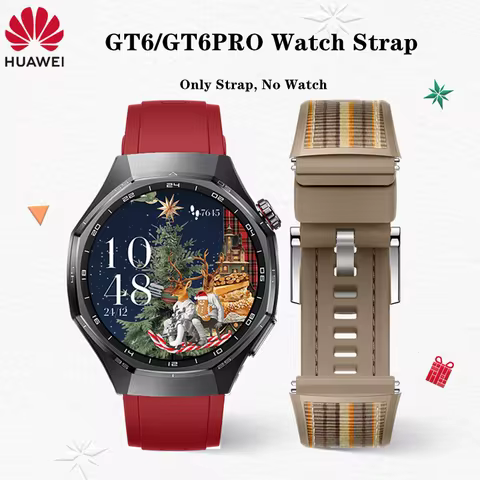 Original Huawei GT6 46mm Vegan Leather Watch Strap for GT5 GT6 pro 22mm Nylon and Rubber Strap FKM S