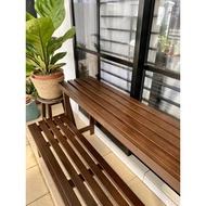 3’ Length 2 Tier Solid Balau Wood Flower Stand (3’ Length x 2’ width x 2’ height)