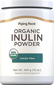 Piping Rock 100% Pure Inulin Prebiotic FOS Powder 15 oz. (425 g) Bottle Soluble Fiber Dietary Supple