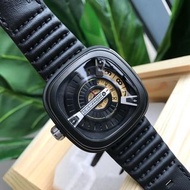七個星期五手錶 SevenFriday手錶 男生手錶 大直徑防水手錶男 SF-M2/01機械錶 鏤空全自動機械手錶 黑色皮帶錶 商務休閒腕錶 時尚百搭運動手錶 精品錶