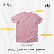 HN2 Plain Antibacterial Pink Adult Short Sleeve Premium Cotton Combed 30s T-Shirt SML-XL-XXL Cool Un
