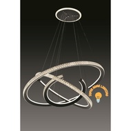 Lampu Gantung Minimalis Modern 3 Ring Kristal Luar Dalam Black 553178