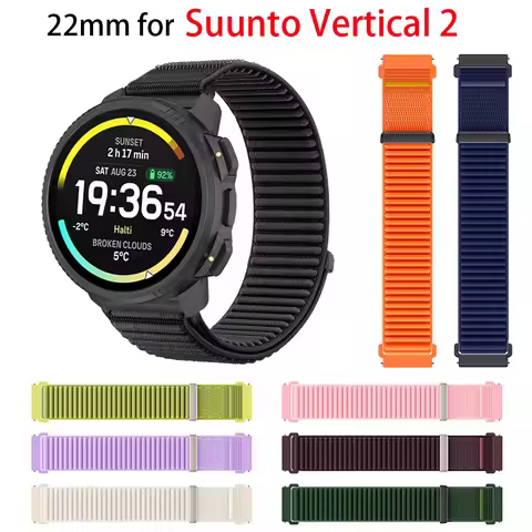 22mm Velcro Watch Strap for Suunto Vertical 2 fit Suunto 9 Peak Vertical Race 2 Nylon Watchband