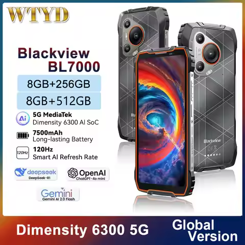 BLACKVIEW BL7000 5G AI Rugged Phone 8GB+256GB/512GB 6.78" HD+2.4K Display 120Hz Android 15 Dimensity
