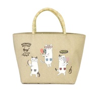 Kusuguru Japan 日本眼鏡貓 保溫保冷拉鍊鋁箔午餐袋 內有隔袋-黃