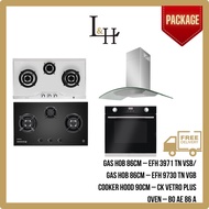 [BUNDLE] Gas Hob 86cm and Chimney Hood 90cm and 8 Functions Oven 6cm