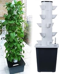 Hydroponics Tower Growing System, 30 Pods Vertical Indoor Herb Garden Kit Planter with Hydrating Pump, for Herbs, Fruits and Vegetables, 10L Water Tank
