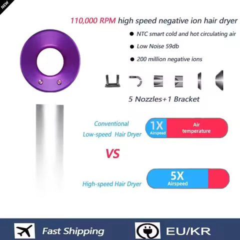 220V High-Speed Hair Dryer Super Leafless Hair Dryer Personal Hair Care Styling Negative Ion Portabl