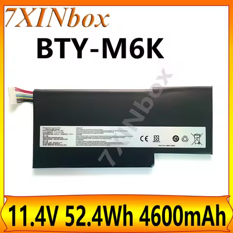 7XINbox BTY-M6K 52.4Wh 4600mAh 11.4V Battery For MSI MS-17B4 MS-16K3 GS63VR 7RG Stealth Pro GF63 8RD