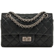 Chanel Black Iridescent Quilted Lambskin 2.55 Reissue Mini 224 Double Flap Bag Ruthenium Hardware, 2011