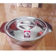 High quality stainless steel bowl with lid and Zebra handle in all sizes from 12cm to 22cm