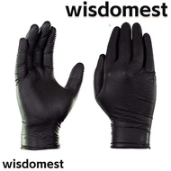 WISDOMEST 100pcs Mechanics Gloves, Diamond Grip Large Nitrile Gloves, Anti-slip 9.06in*3.86in Rubber Black Latex Gloves Vehicle Maintenance