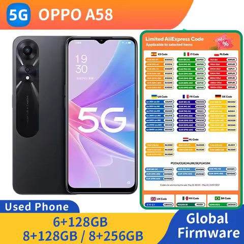 Oppo A58 5g 6.56inch 480nits Screen RAM 6GB/8GB ROM 128GB 256GB 5000mAh Battery Side fingerprint use