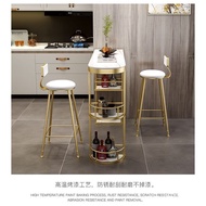Nordic Mild Luxury Marble Bar Counter Home Living Room Dining Table Partition Wine Rack Integrated Simple Modern High Leg Table and Chair