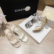 2.5inches Glossy Rhinestone Strap High Heels Sandals Clear Heels